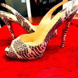 Christian Louboutin … snake skin heels, size 38 1/2 , 8 1/2